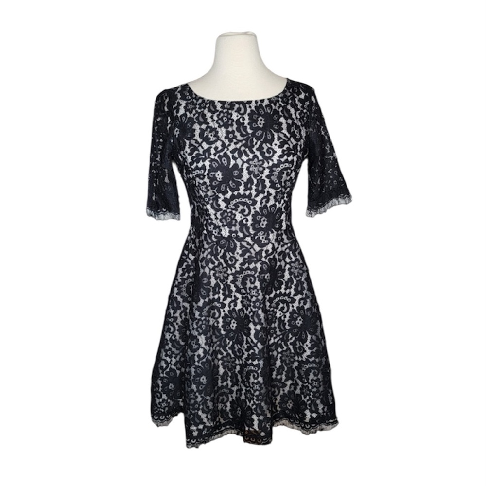 Banana Republic Black Lace Fit and Flare cocktail Dress